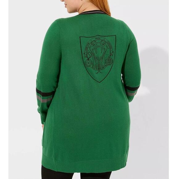 New Torrid 0 (size 12) Harry‎ Potter Button Front Slytherin Cardigan Sweater Top - Picture 3 of 3